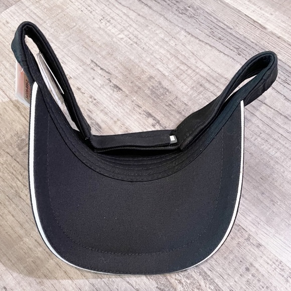 2/$20 Unisex Adjustable Velcro Cotton Twill Visor Black / White Trim NWT - Picture 5 of 6